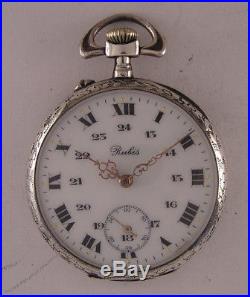 Fully Serviced Rubis Antique GENT'S French Solid Silver Pocket Watch Perfect