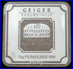 GEIGER EDELMETALLE 1 KILO (32.15ozs) 999 FINE SILVER 1000 GRAM SQUARE BAR /INGOT