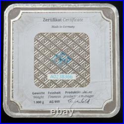 GEIGER EDELMETALLE 1 KILO (32.15ozs) 999 FINE SILVER 1000 GRAM SQUARE BAR /INGOT