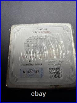 GEIGER Edelmetalle 10oz. 999 Fine Silver Square Bar In Original Packing