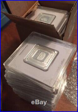 GEIGER Edelmetalle 50 Gram Square Silver Bar. 999 Fine w Sealed Assay Case Rare