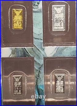 GOLD, SILVER. PLATINUM, PALLADIUM 4PACK 1/4 GRAM SOLID BARS 999+ FINE WithCOA'S 1G