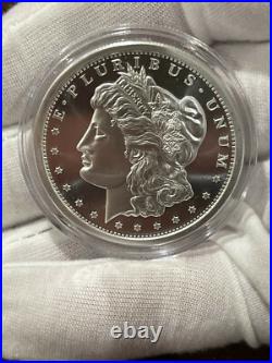GSM Morgan Silver Dollar Round 1oz Troy. 999 Fine Solid Silver Coin BU CAPSULE