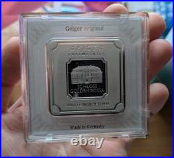 Geiger 100g Silver Bar Square. 999 Sealed Security Line