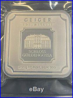 Geiger 250 Gram 999 Silver Silver Bullion Square in Capsule Gueldengossa Geiger 250 Gram 999 Silver Silver Bullion Square in Capsule Gueldengossa