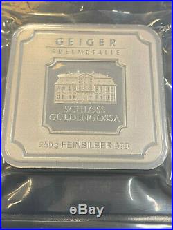 Geiger 250 Gram 999 Silver Silver Bullion Square in Capsule Gueldengossa