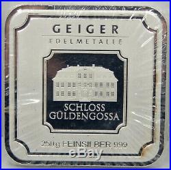 Geiger 250 Gram Square. 999 Silver Bar Sealed
