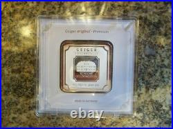 Geiger 50 Gram Silver Square Bar. 999 Fine Silver Encapsulated / #bv624110