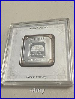 Geiger 50 Gram Silver Square Bar. 999 Fine Silver Sealed In Assay