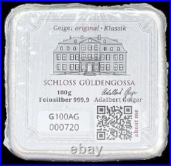 Geiger Edelmetalle 100 Grams 9999 Fine Silver Square Bar With Assay