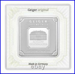 Geiger Edelmetalle 100 g Original square. 999 fine silver bar in assay