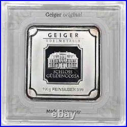 Geiger Edelmetalle 100 g Square Silver Bar with Assay