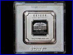 Geiger Edelmetalle 100g. 999 Silver Security Bar in Plastic Case