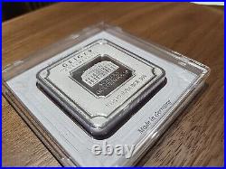 Geiger Edelmetalle 100g Gram 999 Fine Silver Square Bar in Plastic Assay Capsule