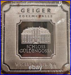Geiger Edelmetalle 10 oz Silver Bar. 999 Square Serialized Original Wrap