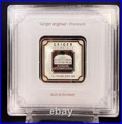 Geiger Edelmetalle 1 oz. 999 Fine Silver Original Square in Assay