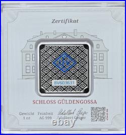 Geiger Edelmetalle 1 oz 999 Silver Square Bar Schloss Guldengossa Castle Sealed