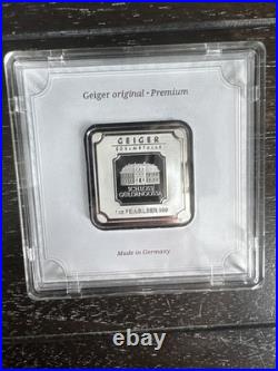Geiger Edelmetalle 1oz 999 Silver Square Bar In Sealed Plastic Assay Serialized