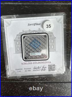 Geiger Edelmetalle 1oz 999 Silver Square Bar In Sealed Plastic Assay Serialized