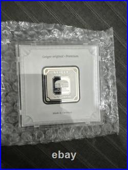 Geiger Edelmetalle 1oz 999 Silver Square Bar Schloss Güldengossa in Assay Card
