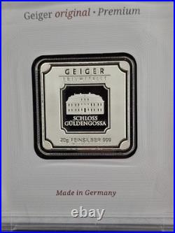 Geiger Edelmetalle 20g 999 Fine Silver Square Bar in Assay Capsule