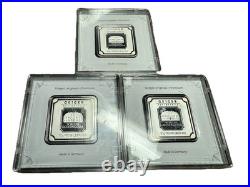 Geiger Edelmetalle 50 Gram. 999 Fine Silver Bar Square Capsule Assay X3 LOT