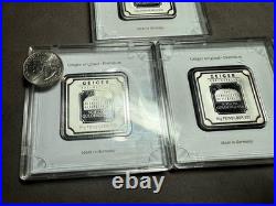 Geiger Edelmetalle 50 Gram. 999 Fine Silver Bar Square Capsule Assay X3 LOT