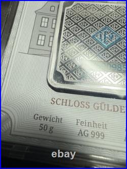 Geiger Edelmetalle 50 Gram. 999 Fine Silver Bar Square Capsule Assay X3 LOT