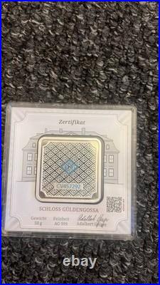 Geiger Edelmetalle 50g. 999 Fine Silver Square Bar Original Assay Capsule