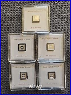 Geiger Edelmetalle Original 5x1 Gram Silver Square In Capsule Assay 1g Premium Geiger Edelmetalle Original 5x1 Gram Silver Square In Capsule Assay 1g Premium