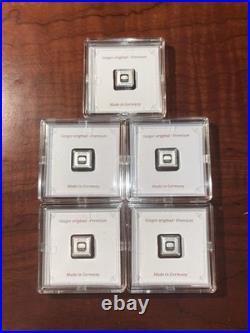 Geiger Edelmetalle Original 5x1 Gram Silver Square In Capsule Assay 1g Premium