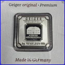 Geiger Edelmetalle Original PREMIUM 5g Silver Bar. 999 in Assay #CV057495
