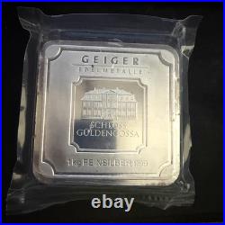 Geiger Edelmetalle Original Silver Kilo. 999 Silver Square in Plastic Sigma Test