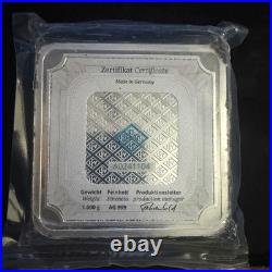 Geiger Edelmetalle Original Silver Kilo. 999 Silver Square in Plastic Sigma Test