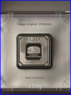 Geiger Edelmetalle Original Square Series 1oz. 999 Fine Silver Bar in Capsule