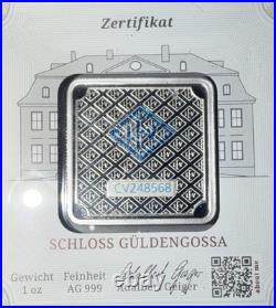 Geiger Edelmetalle Original Square Series 1oz. 999 Fine Silver Bar in Capsule