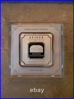 Geiger Edelmetalle Premium 100 Grams 9999 Fine Silver Square Bar Sealed