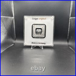 Geiger Edelmetalle Premium Square 10 Oz. 999 Fine Silver Bar Custom Slabbed Rare