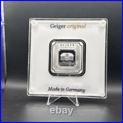 Geiger Edelmetalle Premium Square 10 Oz. 999 Fine Silver Bar Custom Slabbed Rare