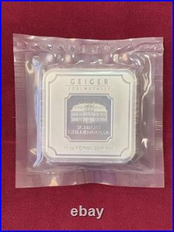 Geiger Edelmetalle Premium Square 10 Oz. 999 Fine Silver Bar Sealed