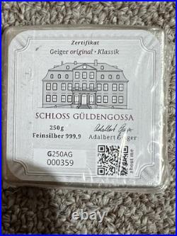 Geiger Edelmetalle Schloss Guldengossa 250 gram. 999 Fine Silver Square Bar