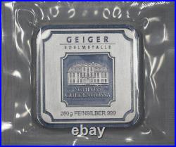 Geiger Edelmetalle Schloss Guldengossa 250g. 999 Fine Silver Square Bar Sealed