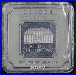 Geiger Edelmetalle Schloss Guldengossa 500g. 999 Fine Silver Square Bar Sealed