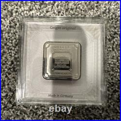 Geiger Edelmetalle Silver Bar 1oz Square in Plastic Assay Capsule Some Toning