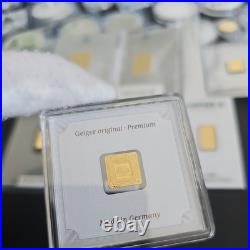 Geiger Original 1g Gold Bar 999.9 Fine Gold Secure Square Assay Capsule Geiger Original 1g Gold Bar 999.9 Fine Gold Secure Square Assay Capsule