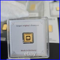 Geiger Original 1g Gold Bar 999.9 Fine Gold Secure Square Assay Capsule Geiger Original 1g Gold Bar 999.9 Fine Gold Secure Square Assay Capsule
