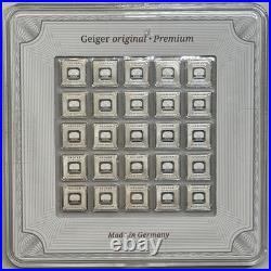 Geiger Original 25 x 1 Gram. 999 Silver Bars with Serial Original Square Assay
