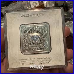 Geiger Original 50 Grams 999 Fine Silver Square Bar in Security Case AV447122