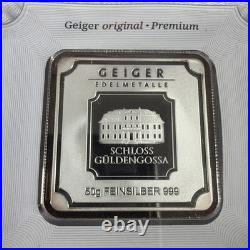 Geiger Original 50g Silver Bar. 999 Square in Capsule