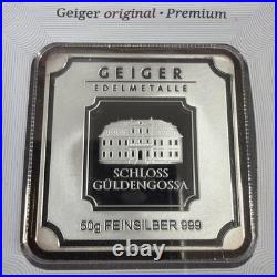 Geiger Original 50g Silver Bar. 999 Square in Capsule